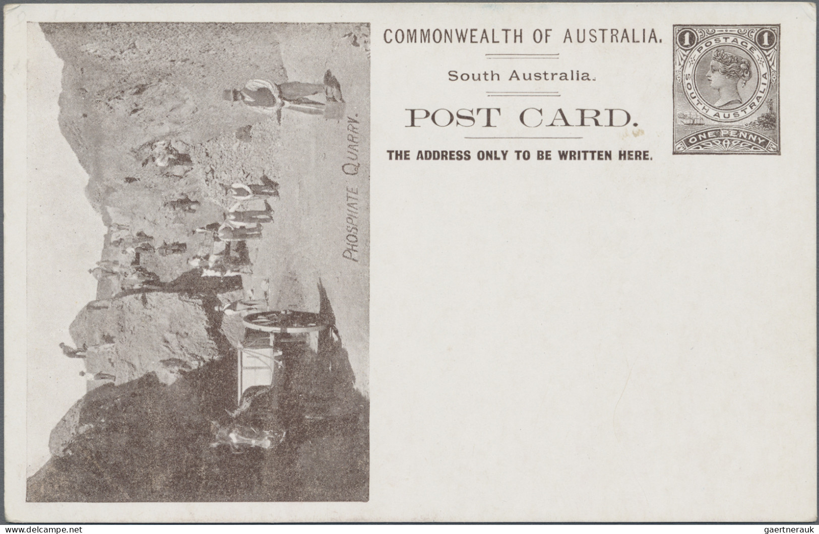 South Australia - Postal Stationery: 1908, 1d Black-brown QV Postcard Scenic Iss - Otros & Sin Clasificación