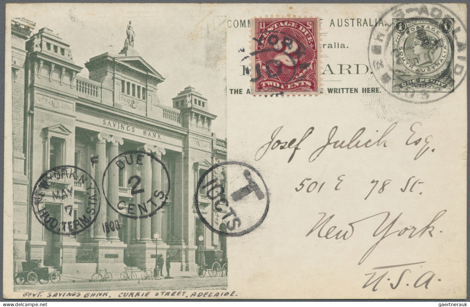 South Australia - Postal Stationery: 1909 (31.3.), QV 1d Pictorial Stat. Postcar - Andere & Zonder Classificatie