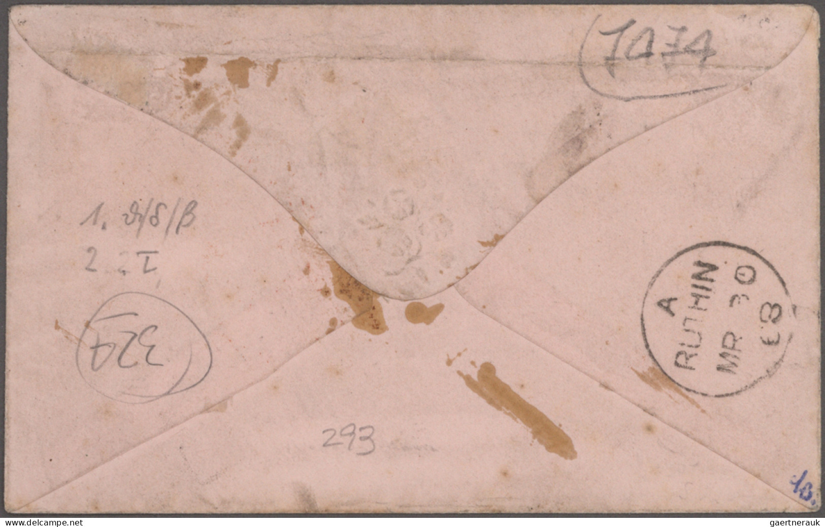 Tasmania: 1867, 6d Reddish Mauve, Tied By Mute Killer To Cover Addressed For Rut - Lettres & Documents