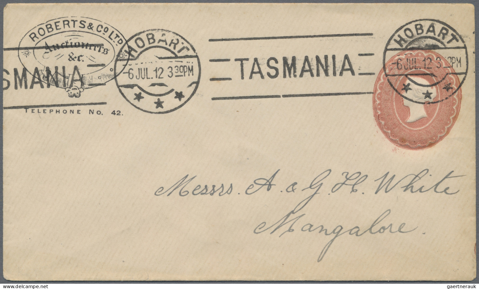 Tasmania -  Postal Stationery: 1904/1911, 1d Red QV Oval Embossed Printed-to-ord - Brieven En Documenten