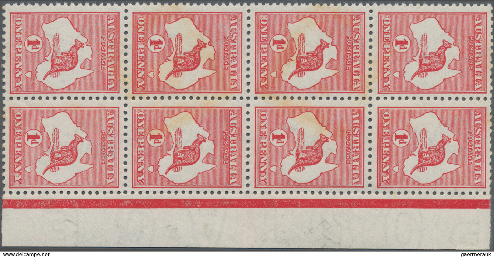 Australia: 1913, Roo 1d, A Right Margin Block Of 8 (2x4), Watermark Inverted, Tw - Neufs