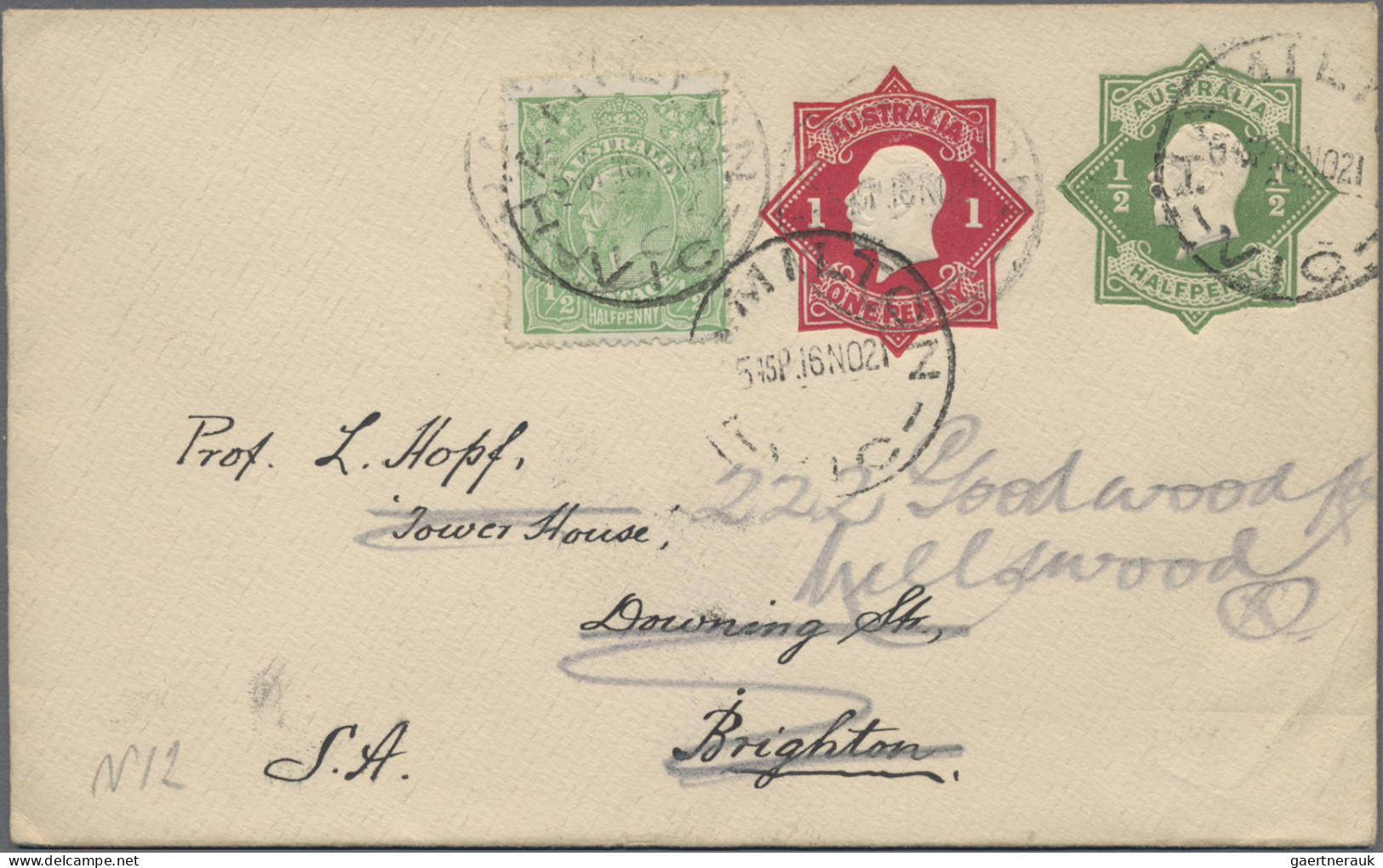 Australia - Postal Stationery: 1920, Stationery Envelope KGV Star 1/2d On Cream - Postal Stationery