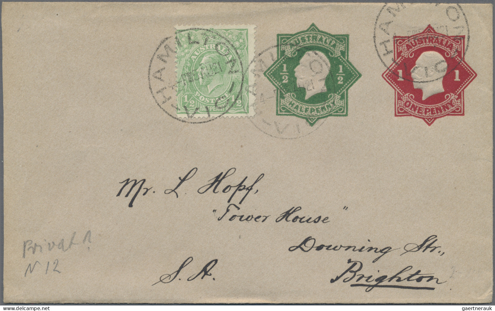 Australia - Postal Stationery: 1920/28, Stationery Envelopes KGV Star All Commer - Entiers Postaux