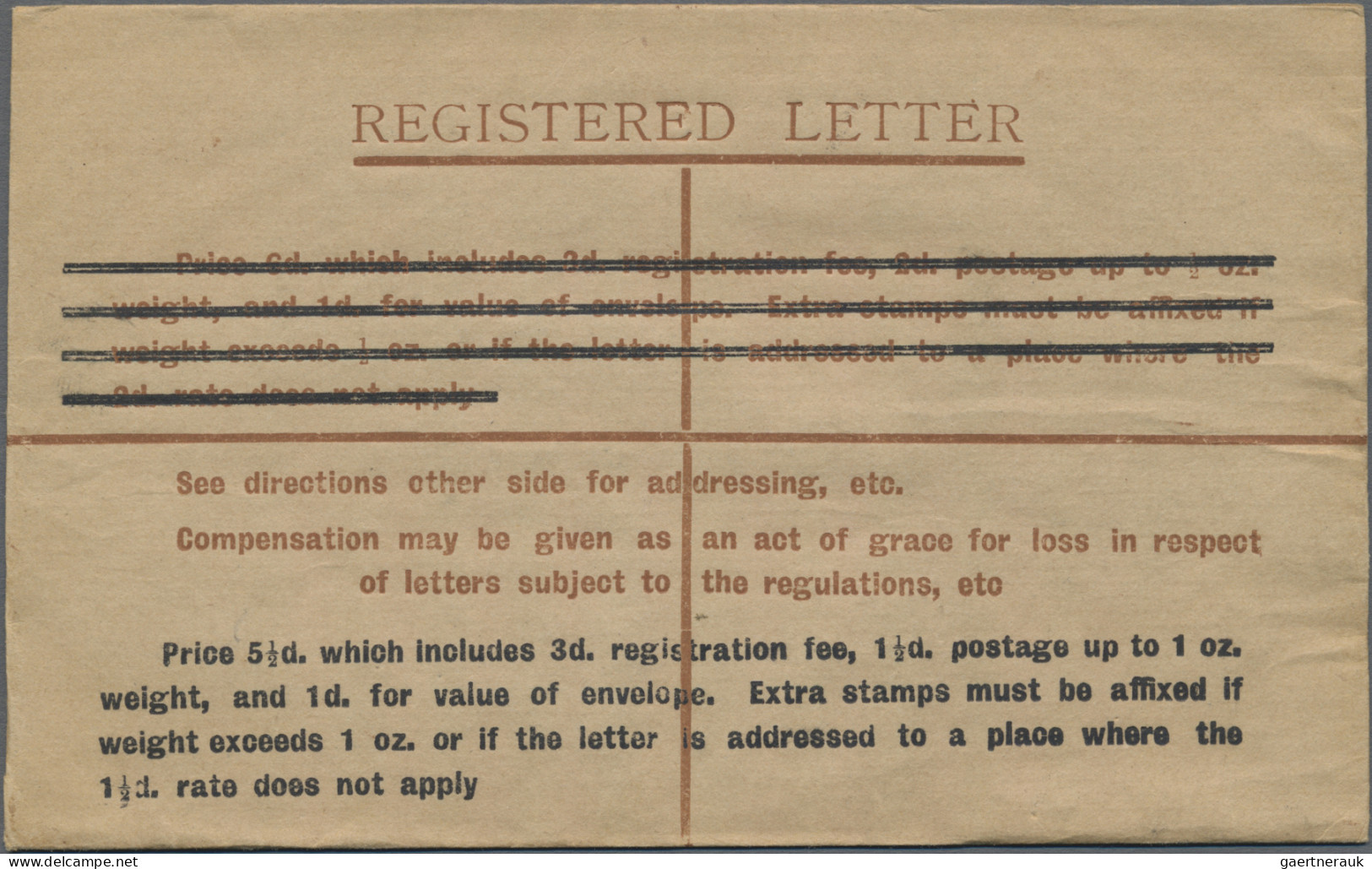 Australia - Postal Stationery: 1923, FOURPENCE/HALFPENNY On 5d Brown KGV Registr - Enteros Postales