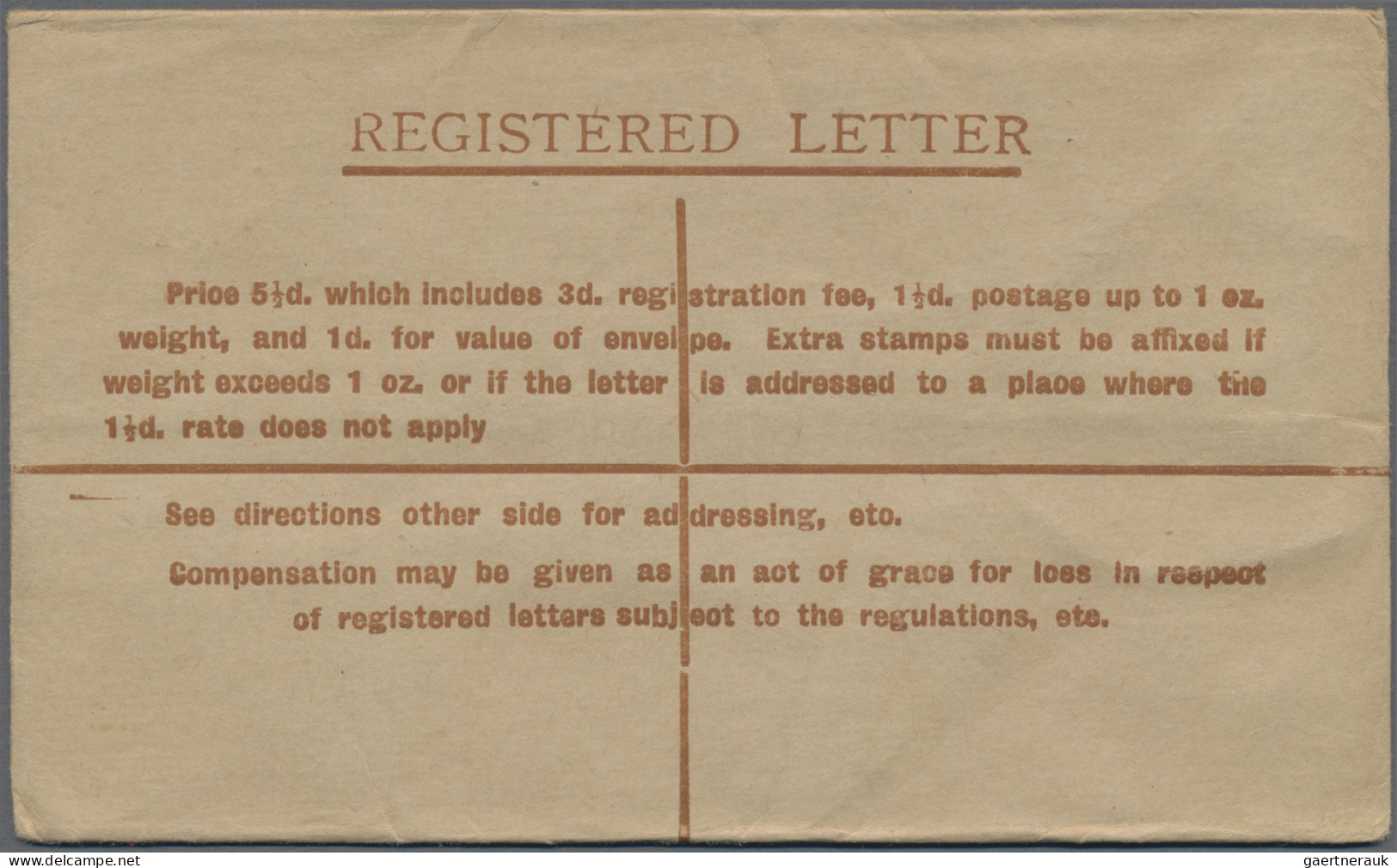 Australia - Postal Stationery: 1923/28, Registration Envelopes KGV With Stamp On - Entiers Postaux