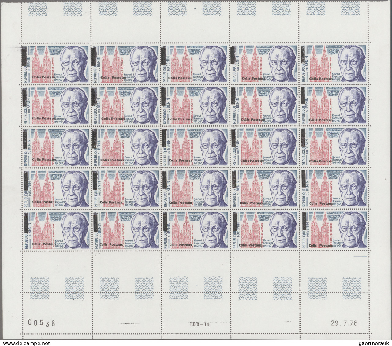Benin: 2002. Parcel Stamps 'Adenauer 250F' And 'Adenauer 5000F On 250F' Each In - Benin – Dahomey (1960-...)