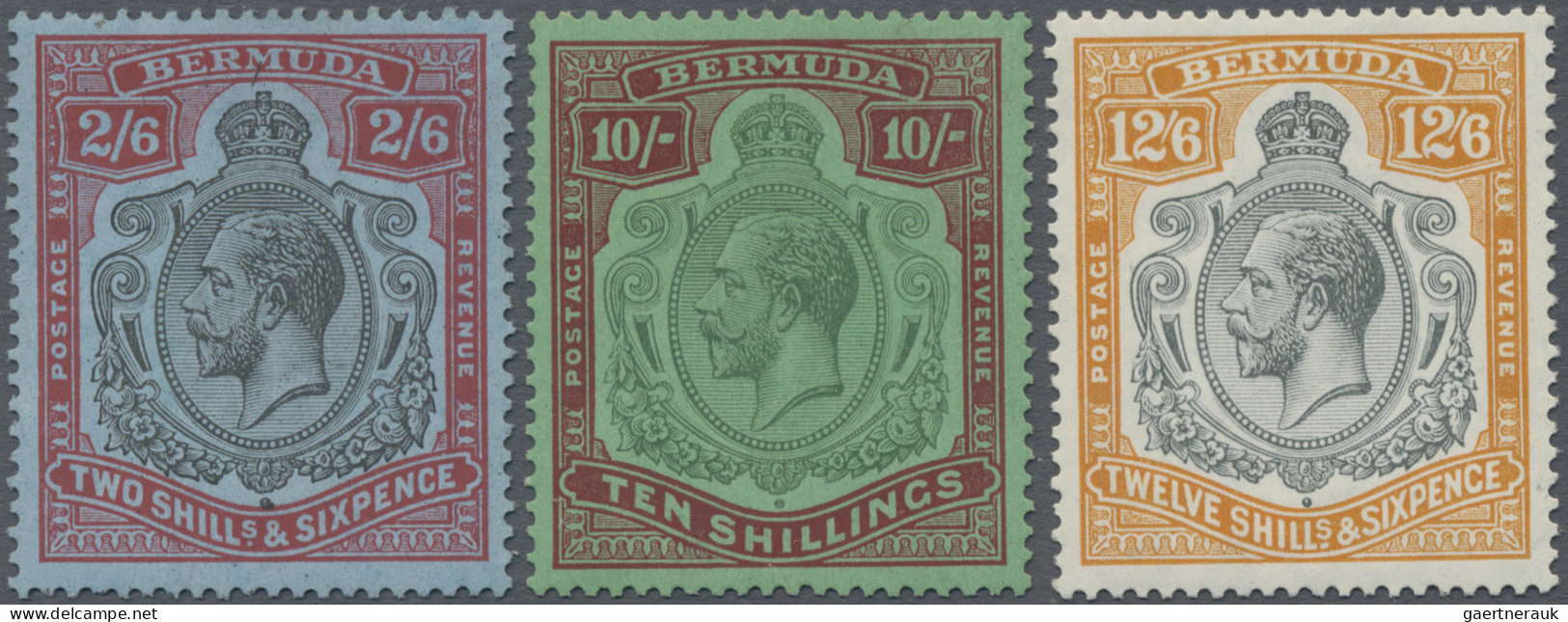 Bermuda: 1936, KGVI 2/6 Sh. Traces Of First Mount, And 10/ Sh. Or 12/ Sh., Mint - Bermuda