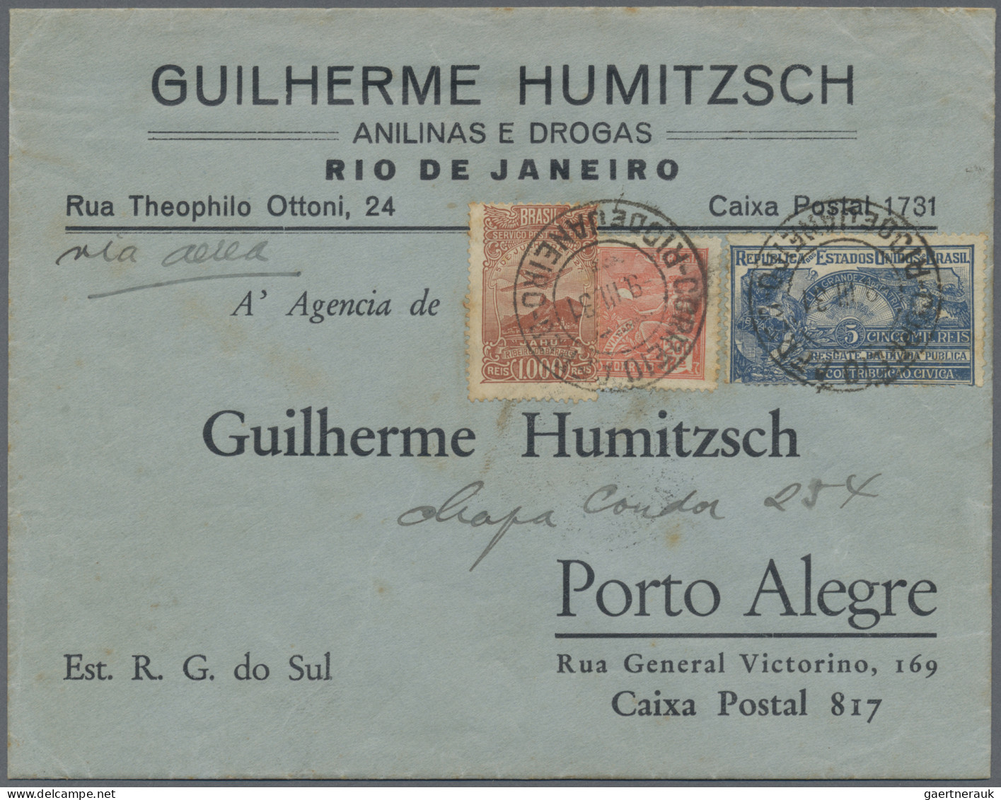 Brazil: 1931, SELO DE "CONTRIBUICAO CIVICA", 5 Reis Blue, Together With Brazil 2 - Andere & Zonder Classificatie