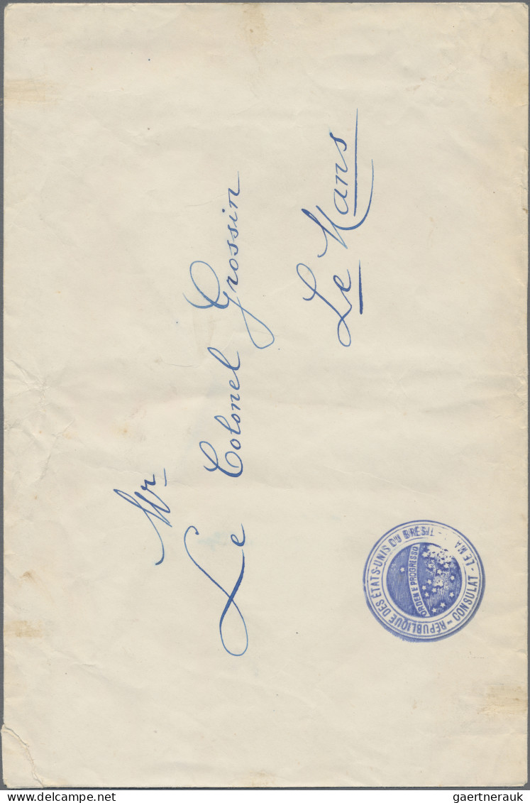 Brazil - Specialities: 1915 (ca.), Consulate Mail, Two Stampless Envelopes Wit B - Otros & Sin Clasificación