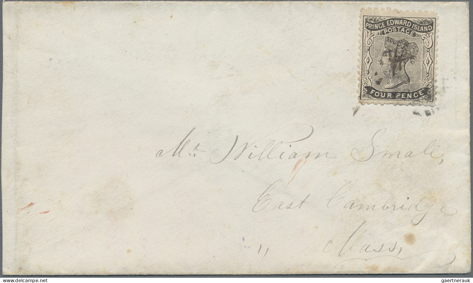 Prince Edward Island: 1868 QV 4d. Black On Yellowish Toned Paper Used On Small C - Covers & Documents
