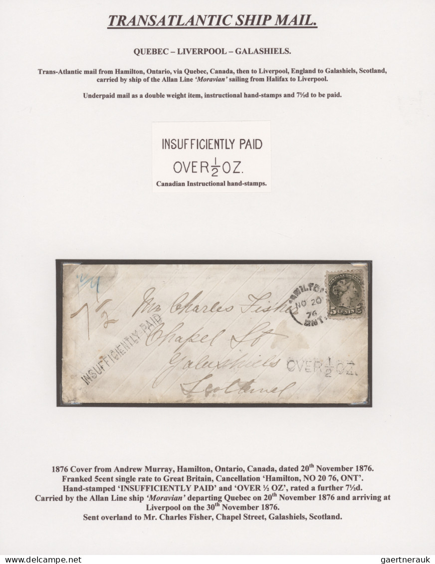 Canada: 1870, 5 C. Tied "Hamilton NO 20 76" To Envelope To Galashiels, Scotland. - Covers & Documents