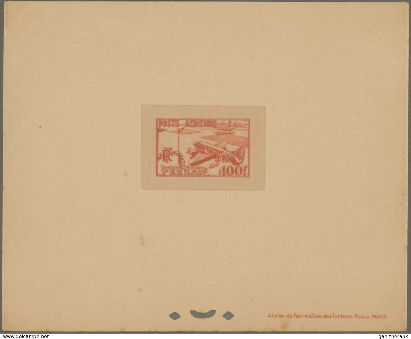 Fezzan: 1948, Airmails, 100 Fr Red And 200 Fr Blue As Epreuves De Luxe From The - Lettres & Documents