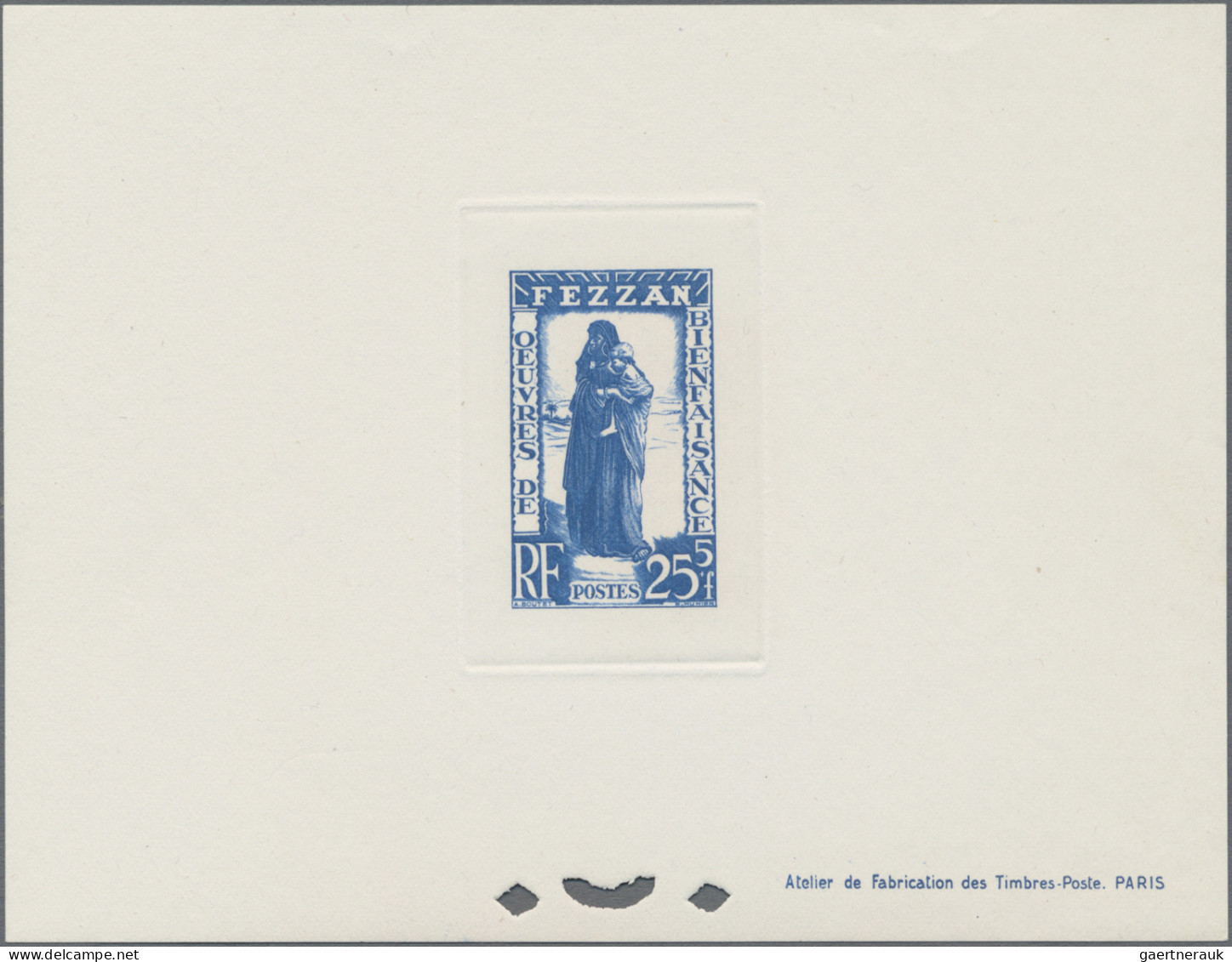 Fezzan: 1950/1951, 15+5 Reddish Brown And 25+5 Blue, Semi Postals "Oeuvres De Be - Lettres & Documents