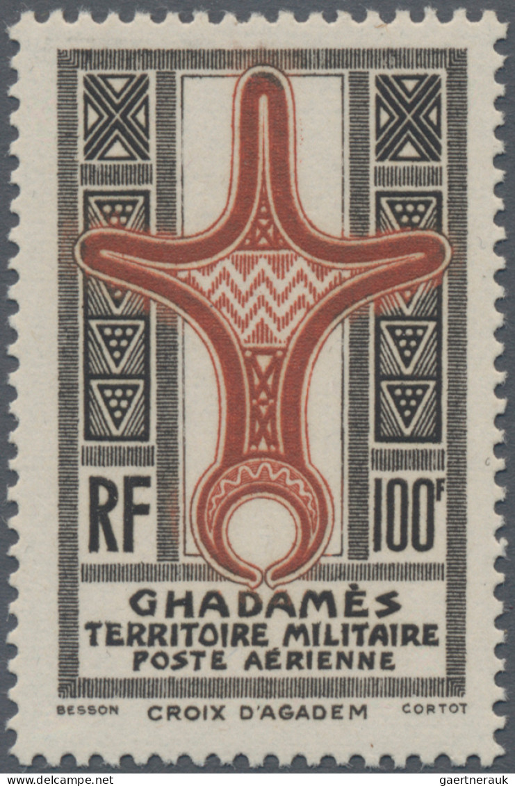 Ghadames: 1949, DIFFERENT COLOUR, 100 F Air Mail Grey / Red Brown Instead Of The - Otros & Sin Clasificación