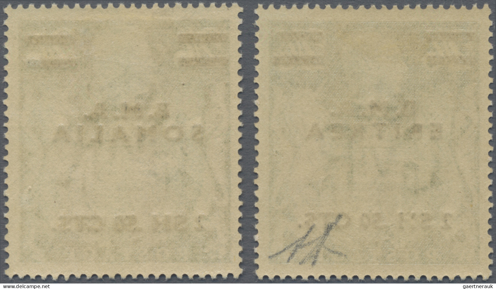 Italian Eritrea: 1949 British 2 Sh/6 D Green Overprinted "B.M.A. SOMALIA 1 Sh .5 - Erythrée