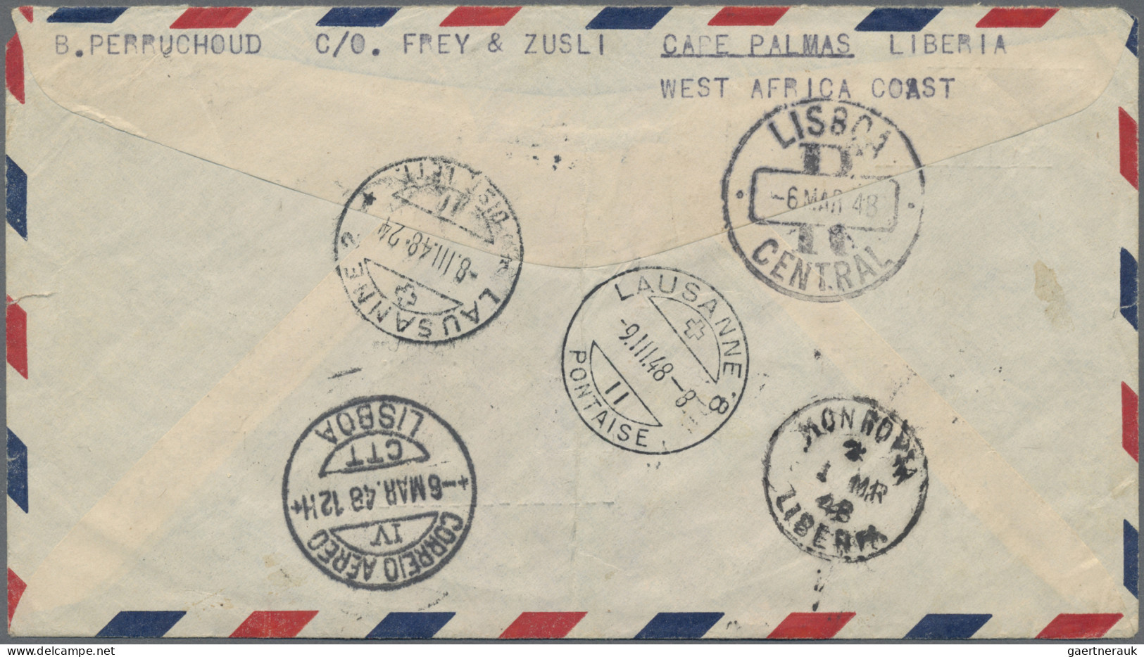 Liberia: 1923/1948 Two Registered Covers To Switzerland, With 1923 Cover Franked - Liberia