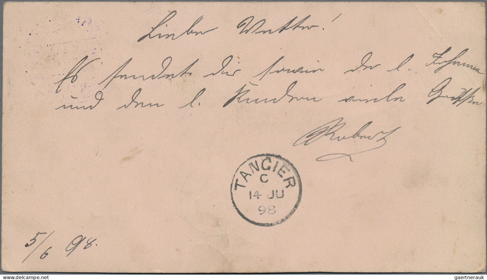 Morocco: 1898 Mazagan-Marrakech Local Post: Postal Stationery Card 20c. Lake On - Marokko (1956-...)