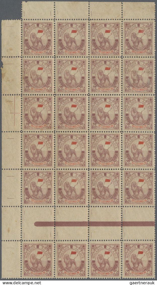 Morocco: 1900 Mogador-Agadir: Complete Set Of All Values In Multiples, With 5c. - Maroc (1956-...)
