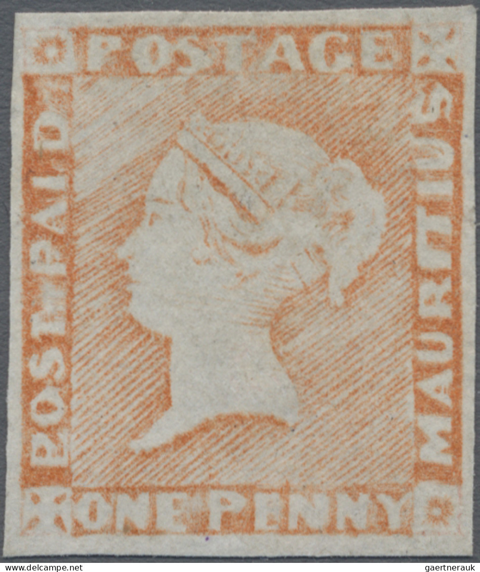 Mauritius: 1848-59 1d. Red On Yellowish Paper, Early Worn (near To Intermediate) - Mauritius (...-1967)