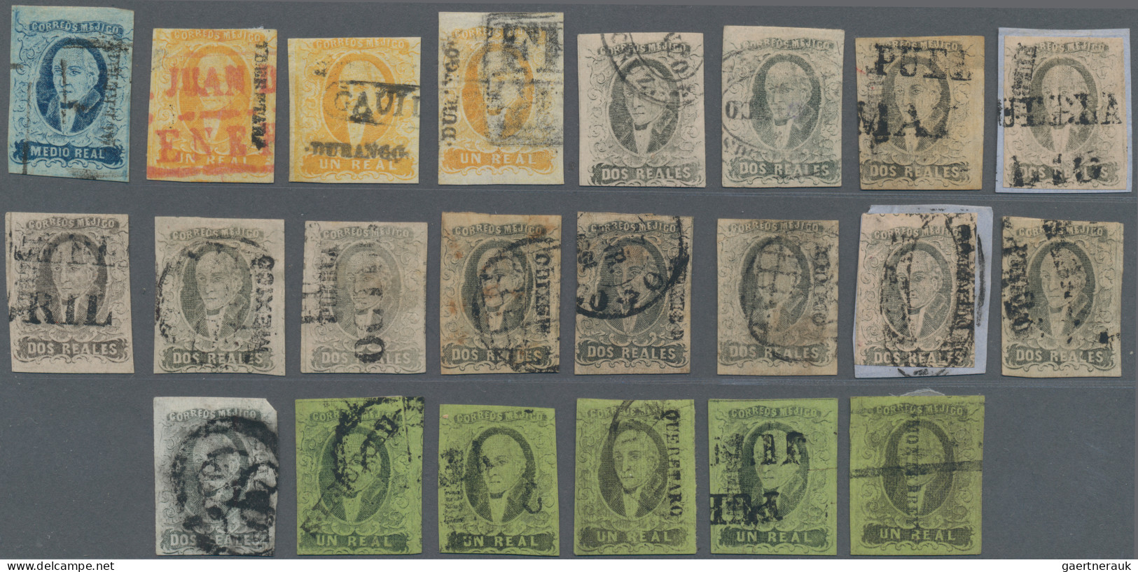 Mexico: 1856/61, Selection Of 44 Clean Used, Various Overprints And Postmarks, A - Mexico