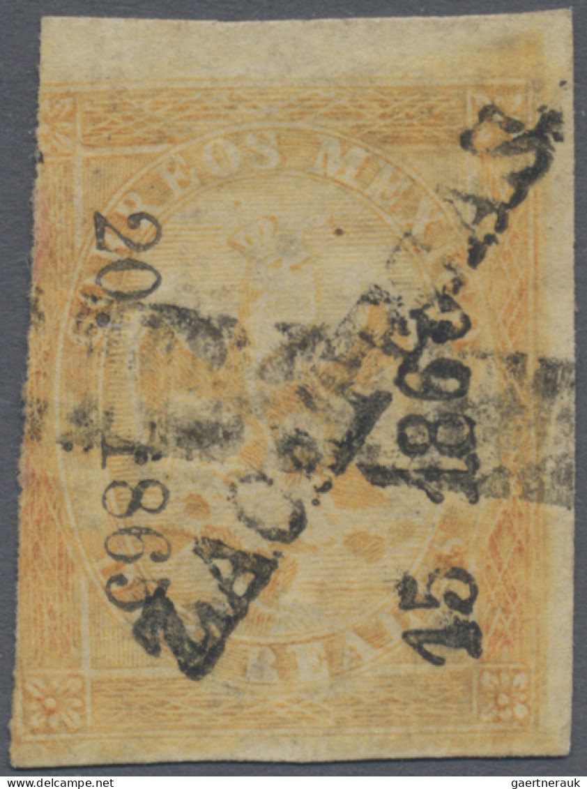 Mexico: 1865, Eagle 2 R. Orange With Two Different District Overprints: "15 1865 - México