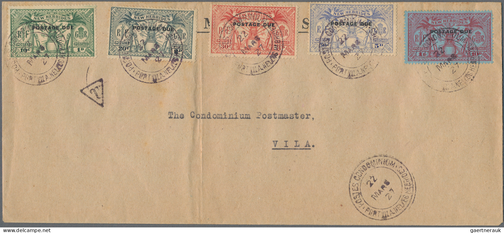 New Hebrides - Postage Dues: 1925 Postage Due Complete Set Of Five Used On Inter - Strafport