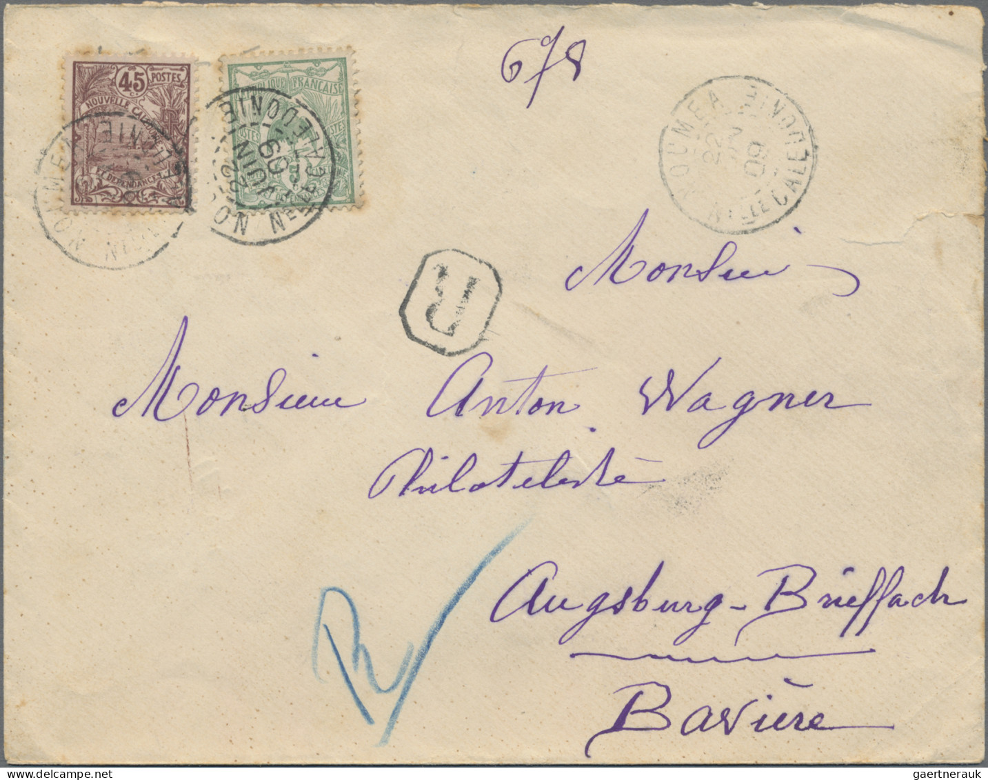 New Caledonia: 1907-11 Four registered covers from Noumea to Anton Wagner in Aug