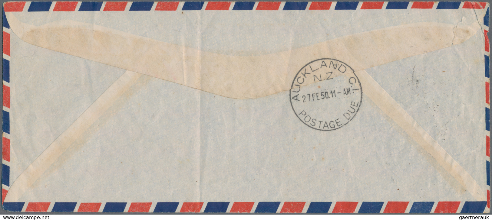 New Zealand - Postage Dues: 1950 Air Mail Envelope From Gilbert & Ellis Islands - Impuestos