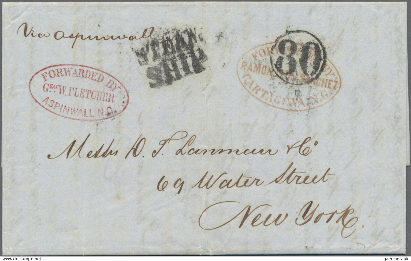 Panama: 1855 (c.)- Forwarded Mail: Entire Letter From Colombia To New York "FORW - Panama