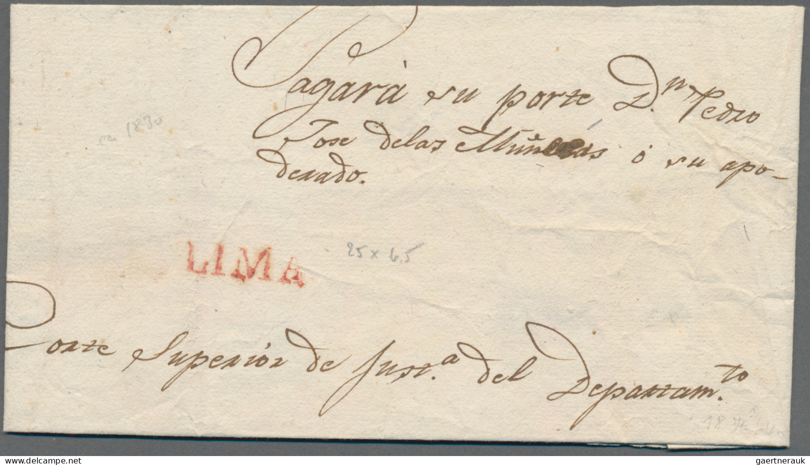 Peru - Pre Adhesives  / Stampless Covers: 1823/30, Four Folded Envelopes With Ve - Pérou