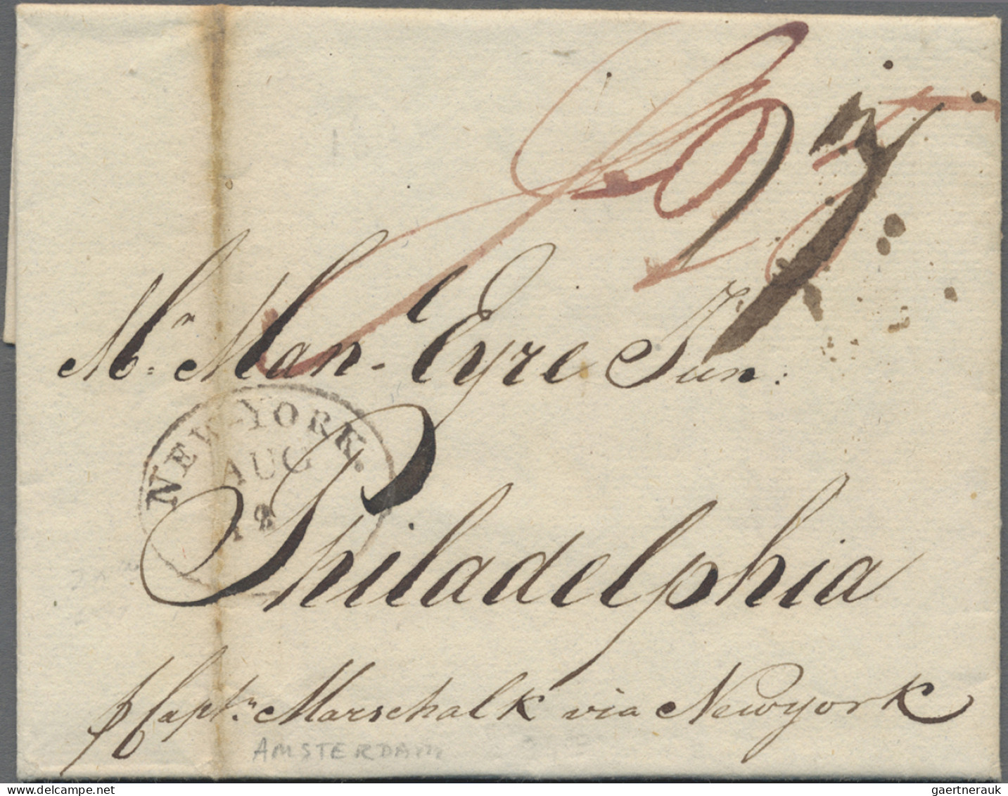 United States Of America: 1802, Incoming Lettersheet From Amsterdam 4 June, Addr - …-1845 Prephilately