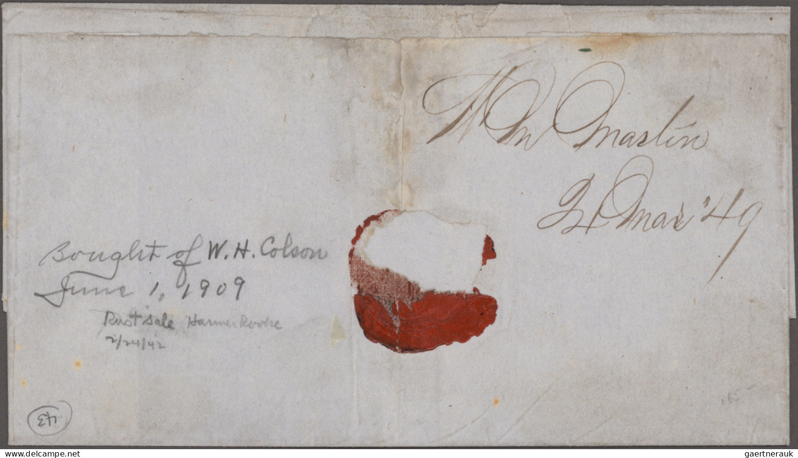 United States: 1847 'Washington' 10c Black Horizontal Pair, Used On Folded Cover - Briefe U. Dokumente