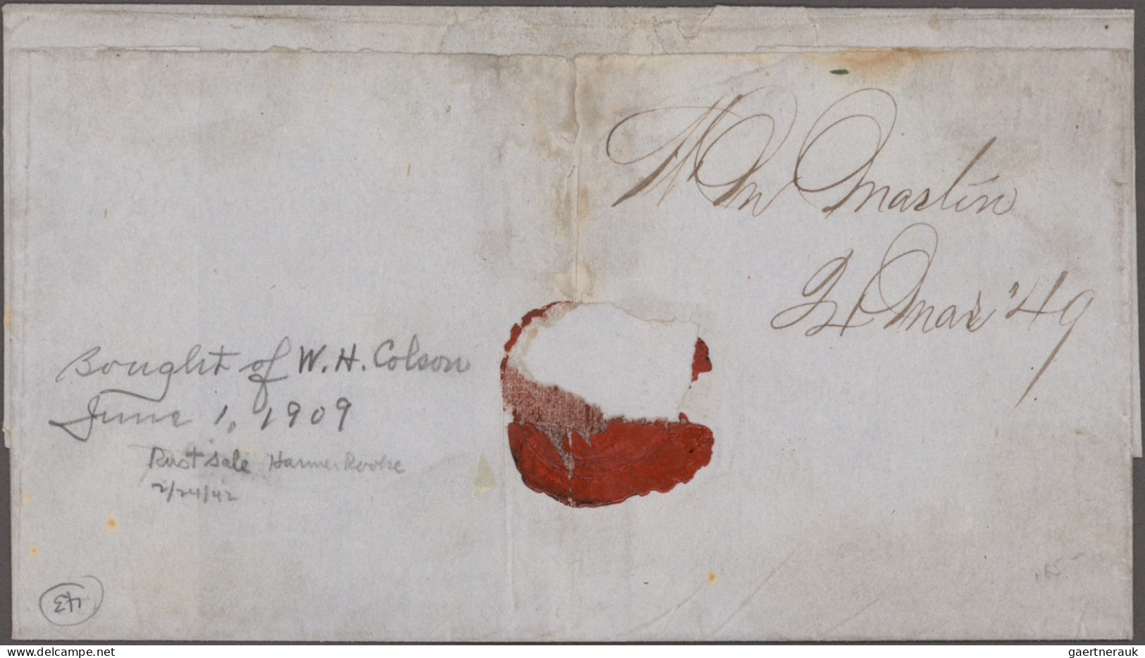 United States: 1847 'Washington' 10c Black Horizontal Pair, Used On Folded Cover - Lettres & Documents