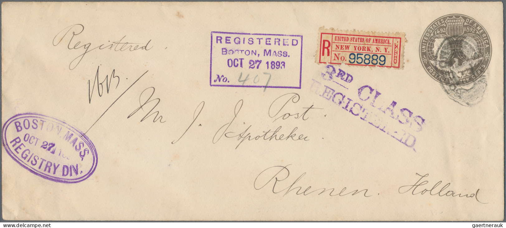 United States - Postal Stationary: 1893 Postal Stationery Envelope 10c. Slate Br - Andere & Zonder Classificatie