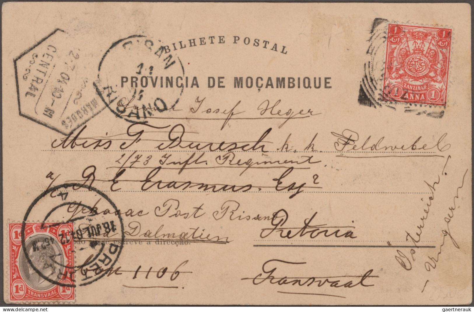 Zanzibar: 1904, 1a. Red Tied By Illegible Squared Circle To Picture Post Card Sh - Zanzibar (...-1963)