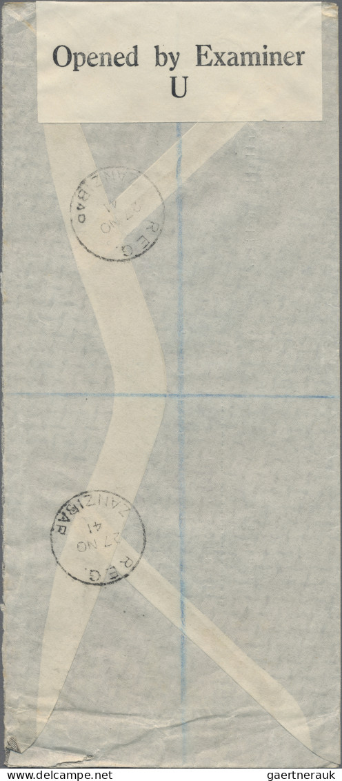 Zanzibar: 1941, 30c, 50c And 2 Sh. Tied "Reg. Zanzibar 27 Nov 41" To Registrered - Zanzibar (...-1963)