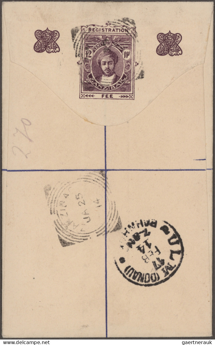 Zanzibar - Postal Stationery: 1913, 12 C Violett Postal Stationery Registered En - Zanzibar (...-1963)