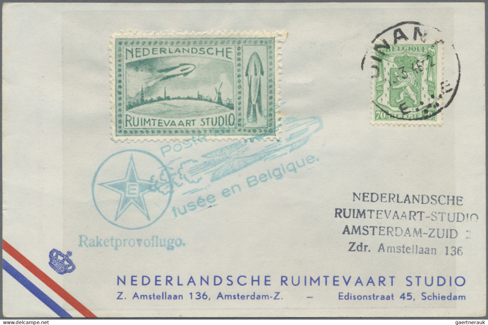 Rocket Mail: 1946 De Bruijn: Two Rocket Mail Cards Each With Vignette In Green, - Other & Unclassified