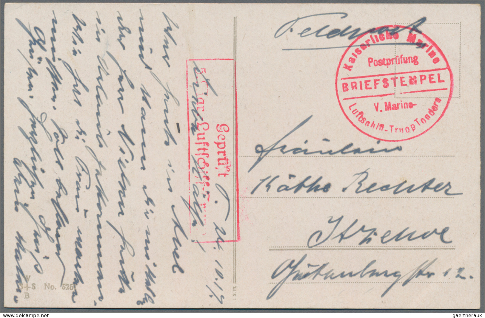 Zeppelin Mail - Germany: 1917, Briefstempel "Kaiserliche Marine Postprüfung V. M - Correo Aéreo & Zeppelin