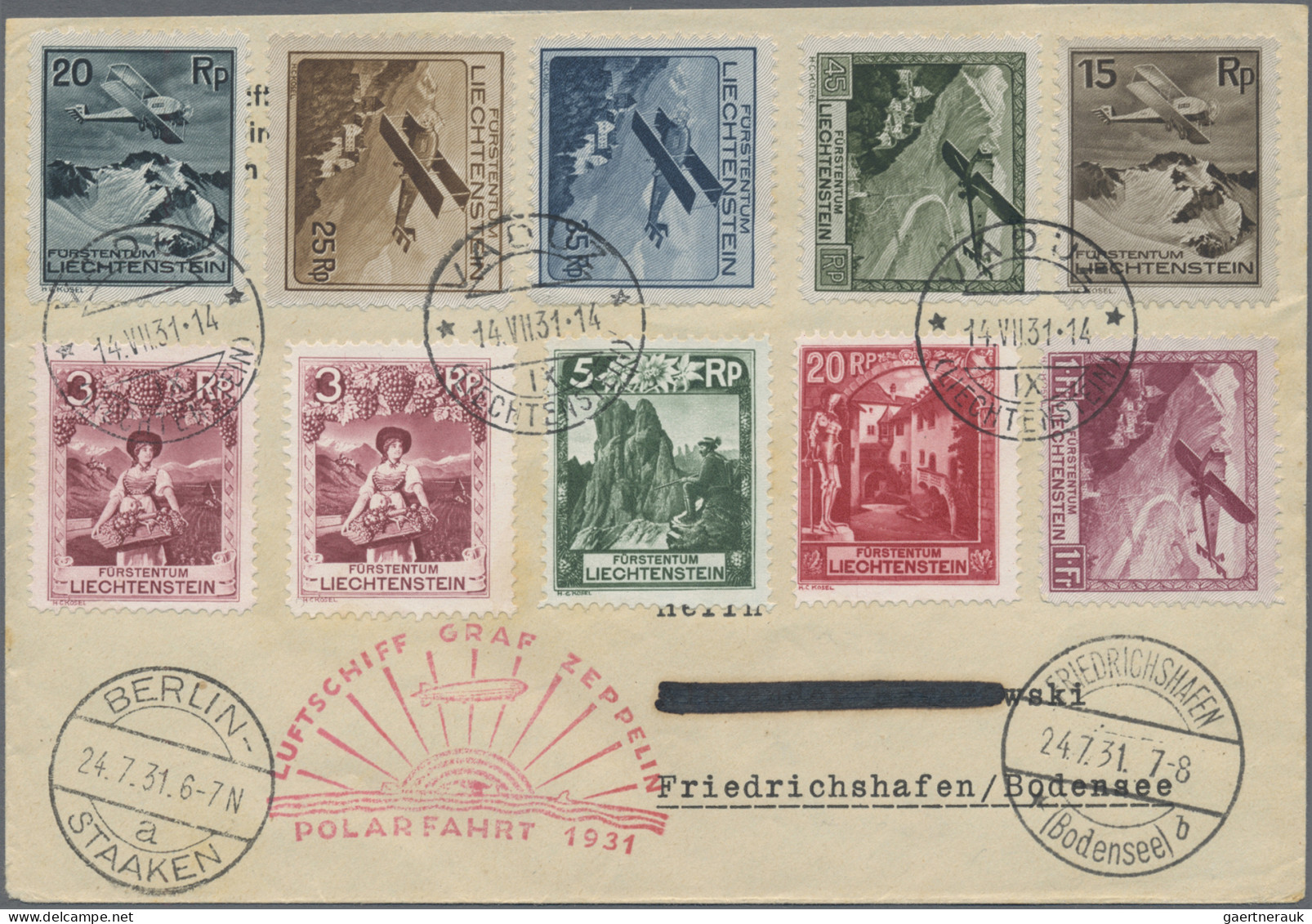 Zeppelin Mail - Germany: 1931, Polarfahrt, Zuleitung Liechtenstein, Zwei Briefe - Luft- Und Zeppelinpost