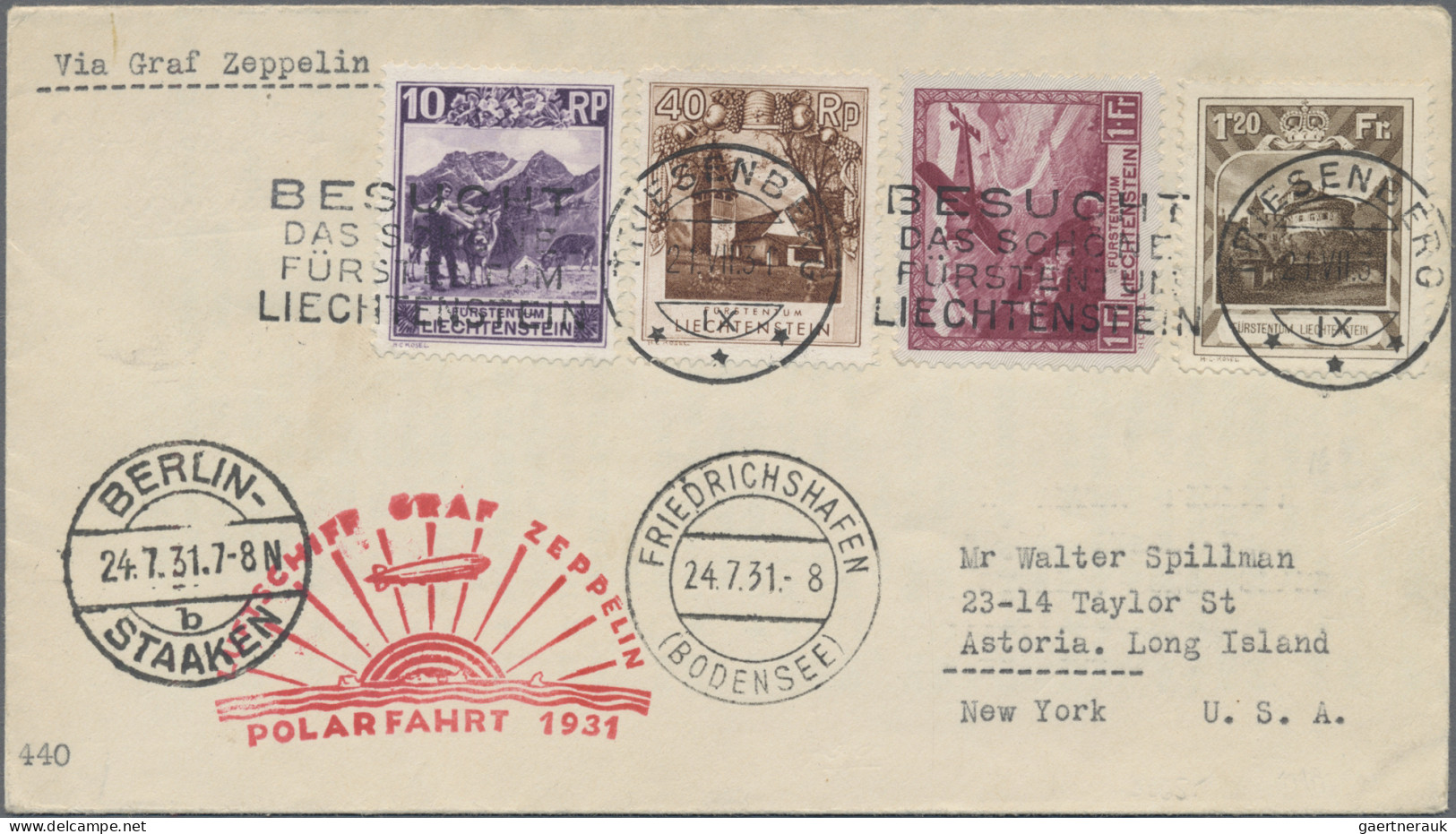 Zeppelin Mail - Germany: 1931, Polarfahrt, Zuleitung Liechtenstein, Zwei Briefe - Correo Aéreo & Zeppelin