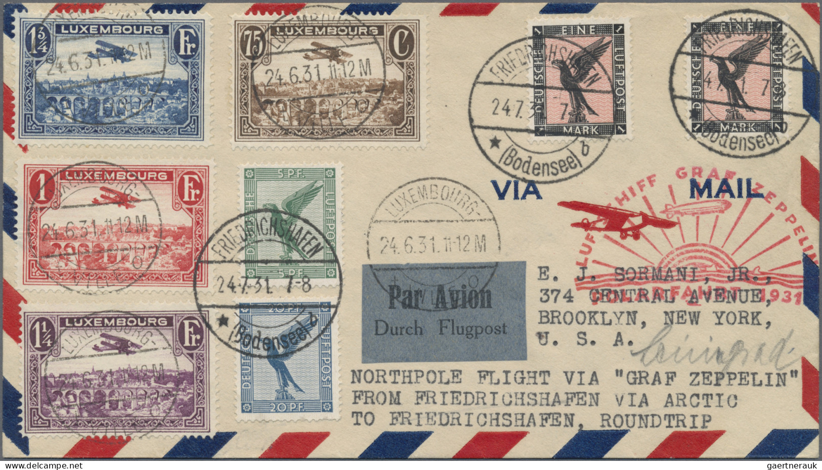 Zeppelin Mail - Germany: 1931, Polarfahrt, Zuleitung Luxemburg, Brief Von Friedr - Poste Aérienne & Zeppelin