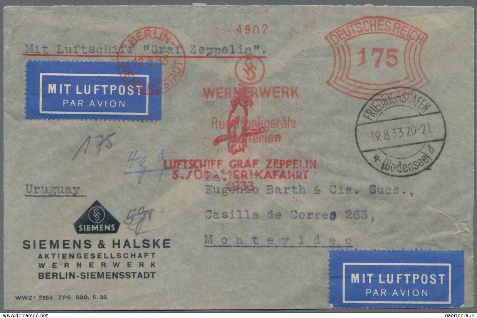Zeppelin Mail - Germany: 1933, 5. Südamerikafahrt, Interessanter Und Seltener Ze - Luft- Und Zeppelinpost