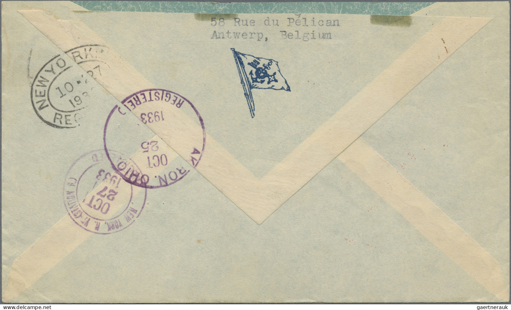 Zeppelin Mail - Germany: 1933, Chicagofahrt, 1 Und 2 M Zusammen Mit 5 Pf Hindenb - Poste Aérienne & Zeppelin