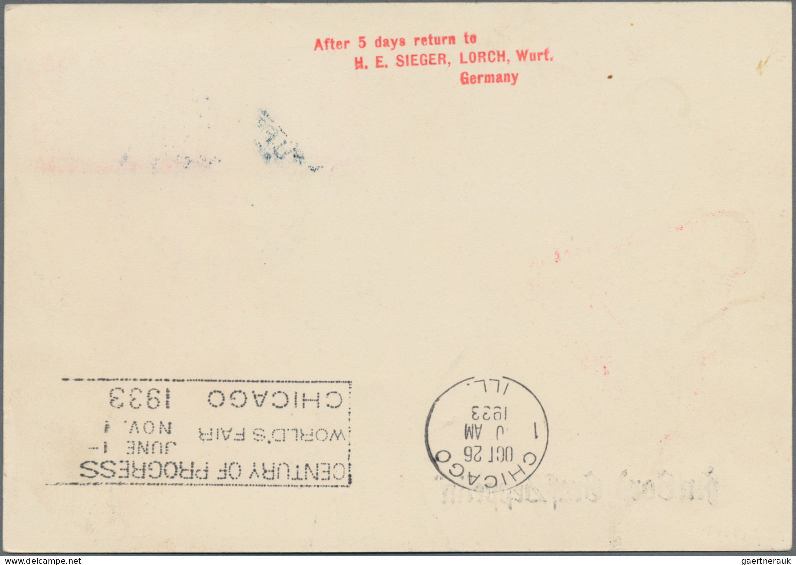 Zeppelin Mail - Germany: 1933, Chicagofahrt, Bordpost Vom 25.10.33 Etappe Akron- - Airmail & Zeppelin