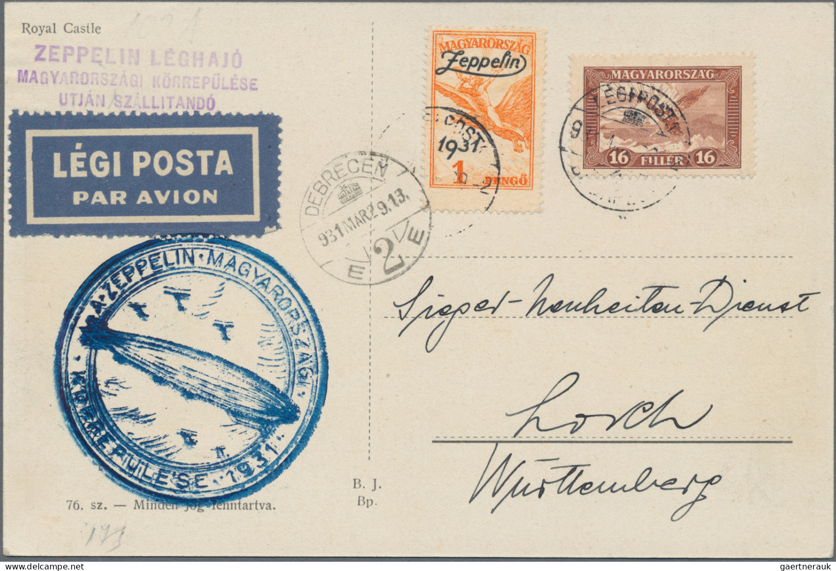 Zeppelin Mail - Europe: 1927/31, Three Postcards And One Cover, Including 1927 A - Autres - Europe