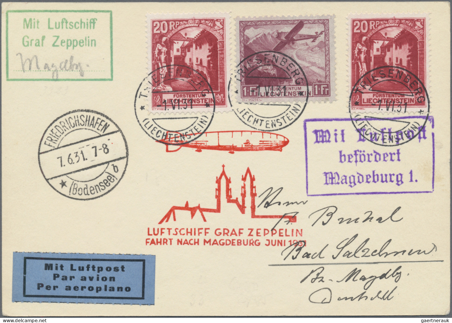 Zeppelin Mail - Europe: 1931, LIECHTENSTEIN, Ostseejahr-Rundfahrt Abwurf Kopenha - Autres - Europe