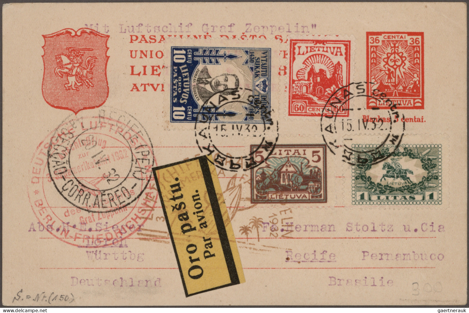 Zeppelin Mail - Europe: 1932. 3. Südamerikafahrt Und "Anschlussflug Berlin-Fried - Europe (Other)