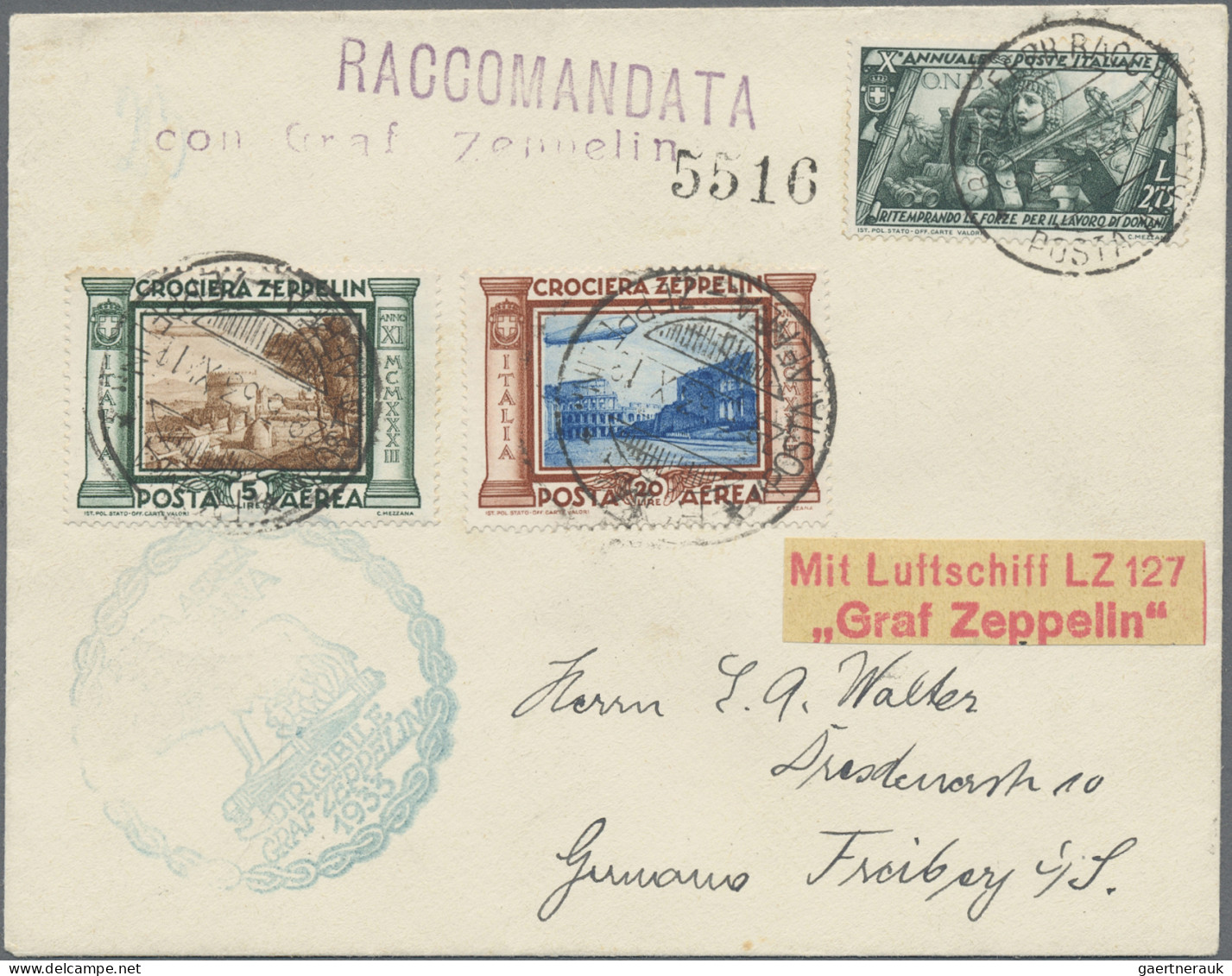 Zeppelin Mail - Europe: 1933, Italian Zeppelin Stamps 3L - 20L, Complete Set Of - Sonstige - Europa