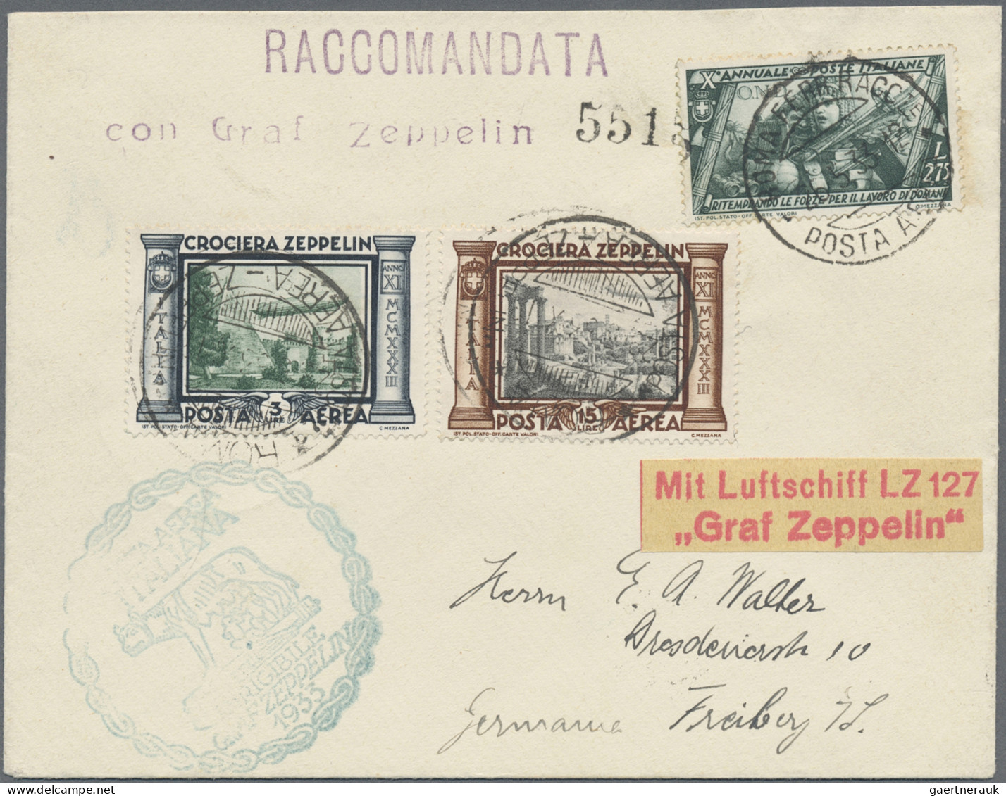 Zeppelin Mail - Europe: 1933, Italian Zeppelin Stamps 3L - 20L, Complete Set Of - Europe (Other)